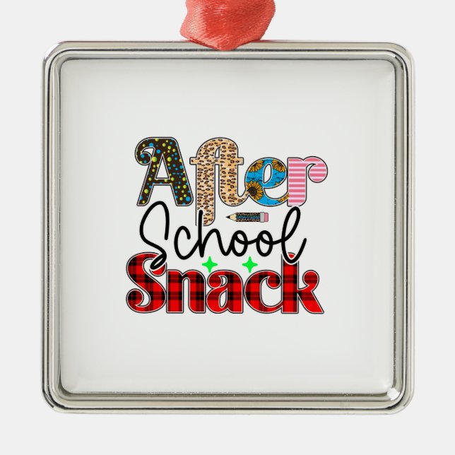 Ornement Carré Argenté Snack après l'école (Devant)