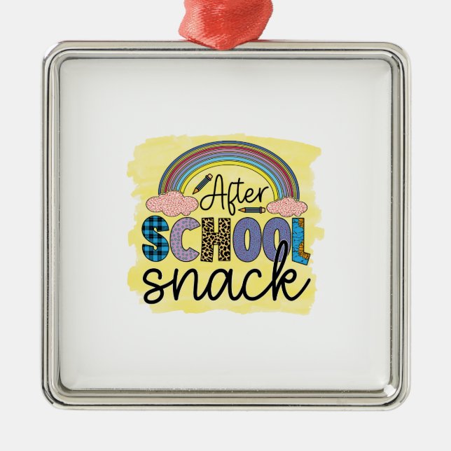 Ornement Carré Argenté Snack de l'enseignant après l'école (Devant)