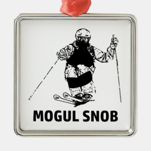 Ornement Carré Argenté Snob De Ski De Mogul