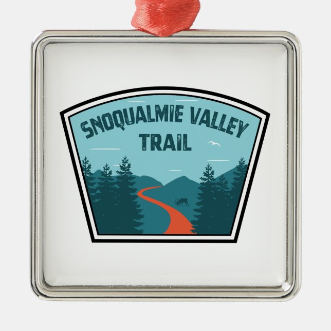 Ornement Carré Argenté Snoqualmie Valley Trail État de Washington (Devant)