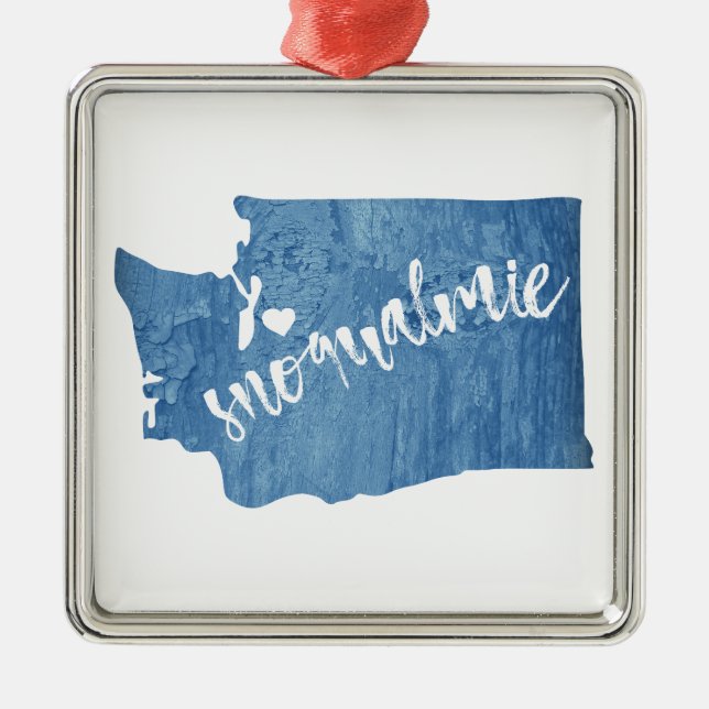 Ornement Carré Argenté Snoqualmie Washington Wood Grain (Devant)