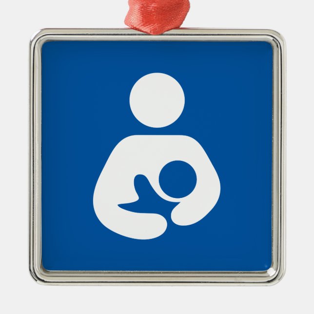 Ornement Carré Argenté Soins/allaiter le symbole (Devant)