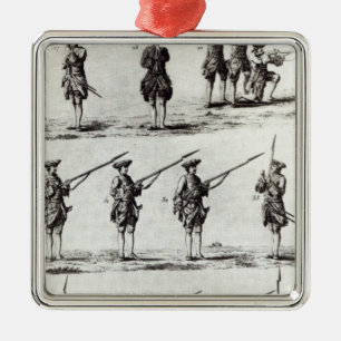 Ornement Carré Argenté Soldats avec des baïonnettes