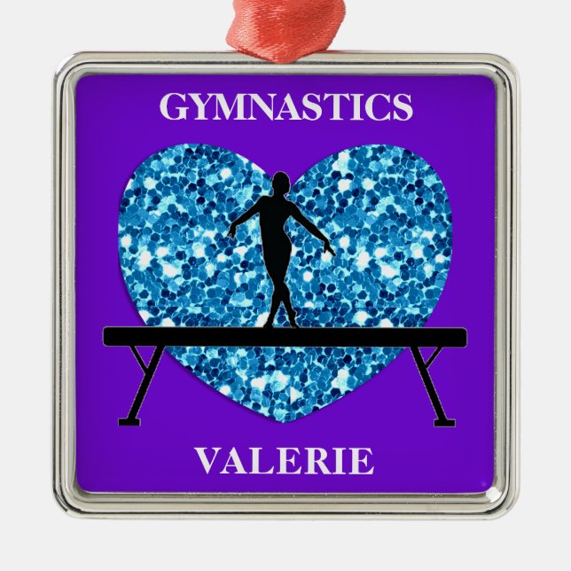 Ornement Carré Argenté Solde de gymnastique poutre violet Turquoise (Devant)