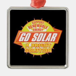 Ornement Carré Argenté Solution à énergie solaire