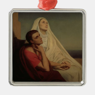 Ornement Carré Argenté St Augustine et son St Monica, 1855 de mère