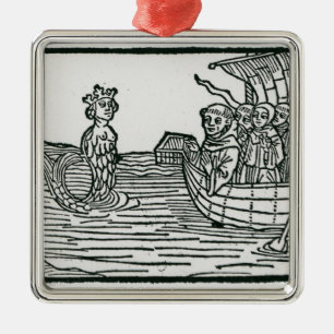 Ornement Carré Argenté St Brendan et la sirène