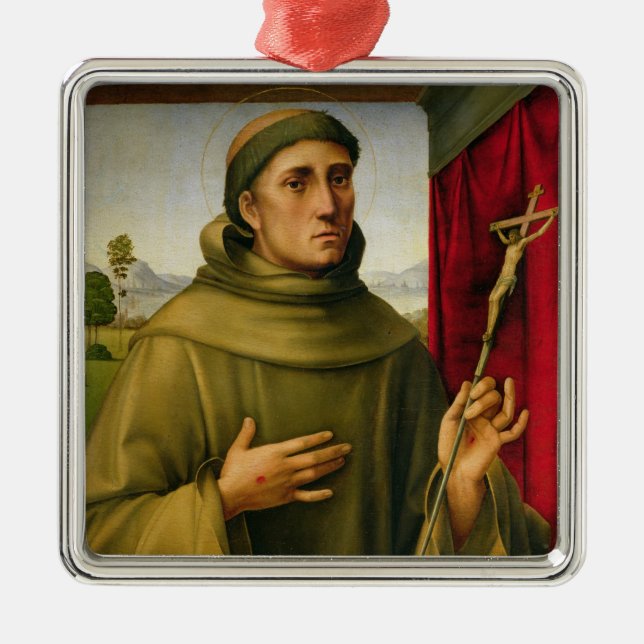 Ornement Carré Argenté St Francis d'Assissi, c.1490 (tempera sur le (Devant)