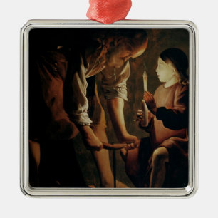 Ornement Carré Argenté St Joseph, le charpentier