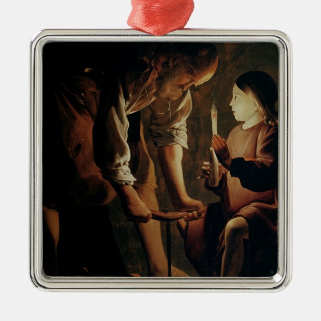 Ornement Carré Argenté St Joseph, le charpentier (Devant)