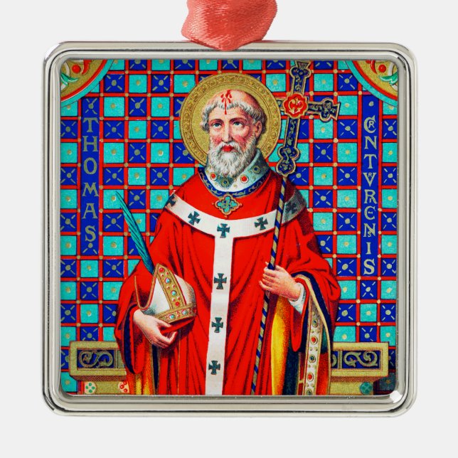 Ornement Carré Argenté St. Thomas Becket à Red Chasuble (K 34) (Devant)