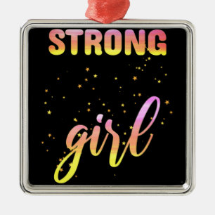Ornement Carré Argenté Strong Girl Pastel Star
