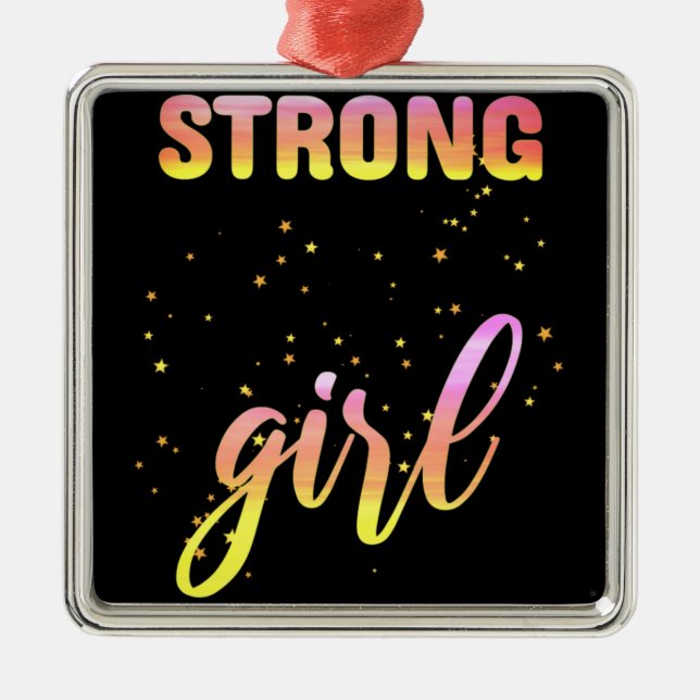 Ornement Carré Argenté Strong Girl Pastel Star (Devant)