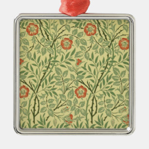Ornement Carré Argenté Sweet Briar Motif (par William Morris)
