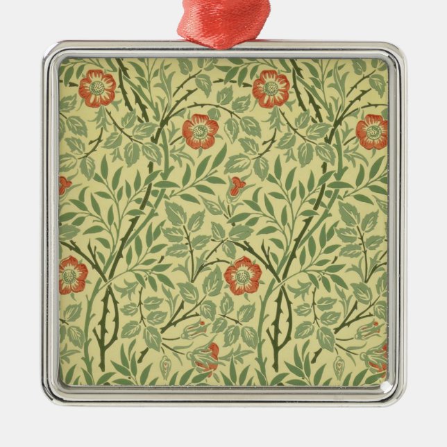 Ornement Carré Argenté Sweet Briar Motif (par William Morris) (Devant)