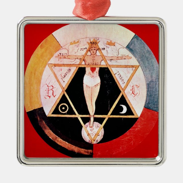 Ornement Carré Argenté Symbole de Rosicrucian de l'ordre hermétique (Devant)