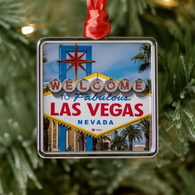 Ornement Carré Argenté SYMBOLE DES MOTS D'ACCUEIL À Las Vegas (Arbre)