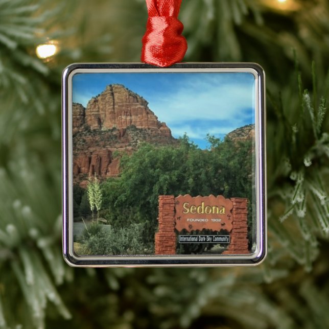 Ornement Carré Argenté SYMBOLE Sedona Arizona (Arbre)