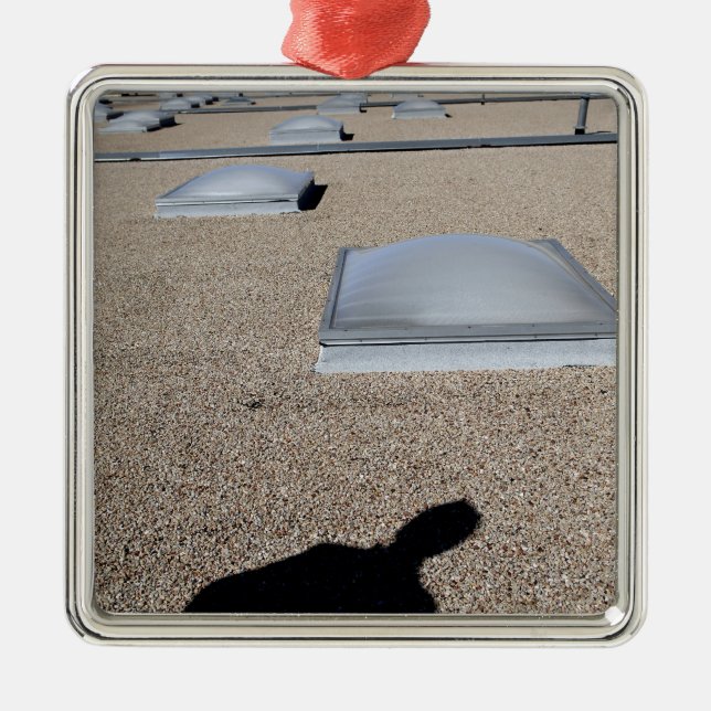 Ornement Carré Argenté Système d'éclairage solaire (Devant)