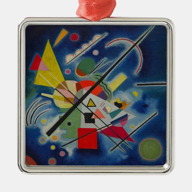 Ornement Carré Argenté Tableau bleu de Kandinsky (Devant)
