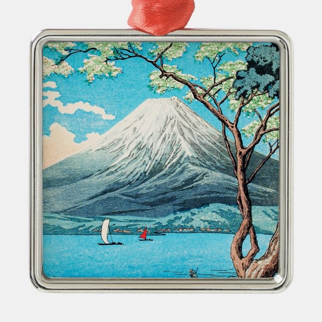Ornement Carré Argenté Takahashi - Mont Fuji du lac Yamanaka (Devant)