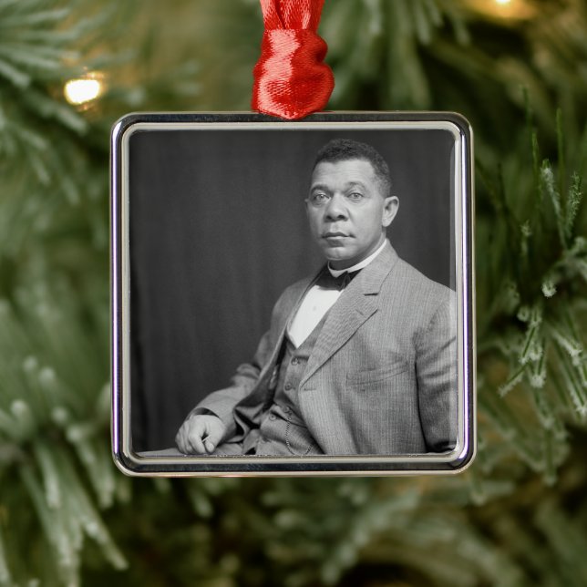 Ornement Carré Argenté Taliaferro Washington : Black Educator (Arbre)