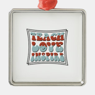 Ornement Carré Argenté Teach Love Inspire