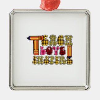 Ornement Carré Argenté Teach Love Inspire