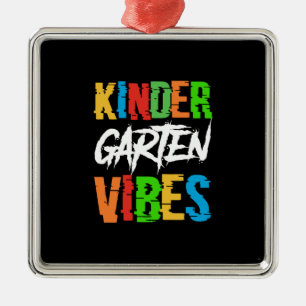 Ornement Carré Argenté Teacher Kinder Garten Vibes