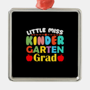 Ornement Carré Argenté Teacher Little Miss Kinder Garten Grad