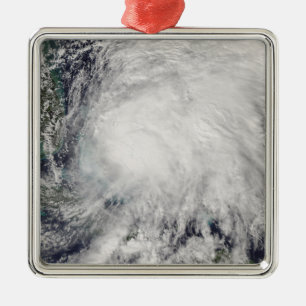 Ornement Carré Argenté Tempête tropicale Noel au-dessus des Bahamas