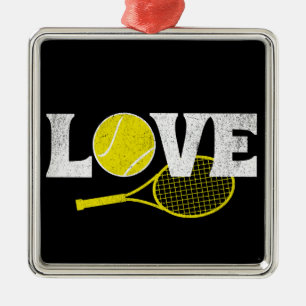 Ornement Carré Argenté Tennis Love