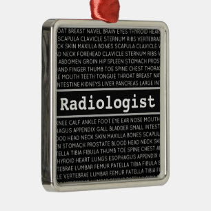 Ornement Carré Argenté Terminologie médicale de radiologue Noël