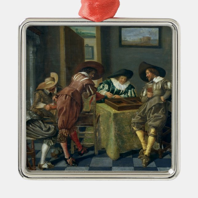 Ornement Carré Argenté The Game de backgammon (Devant)