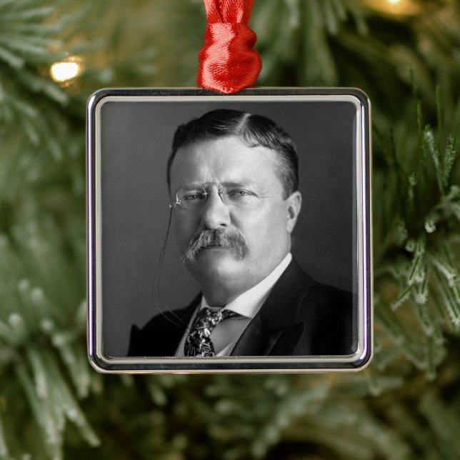 Ornement Carré Argenté Theodore Roosevelt Teddy Président républicain (Arbre)
