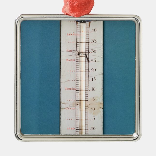 Ornement Carré Argenté Thermomètre surmonté avec un capot phrygian (Devant)