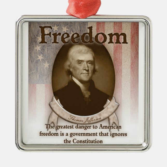 Ornement Carré Argenté Thomas Jefferson - liberté (Devant)