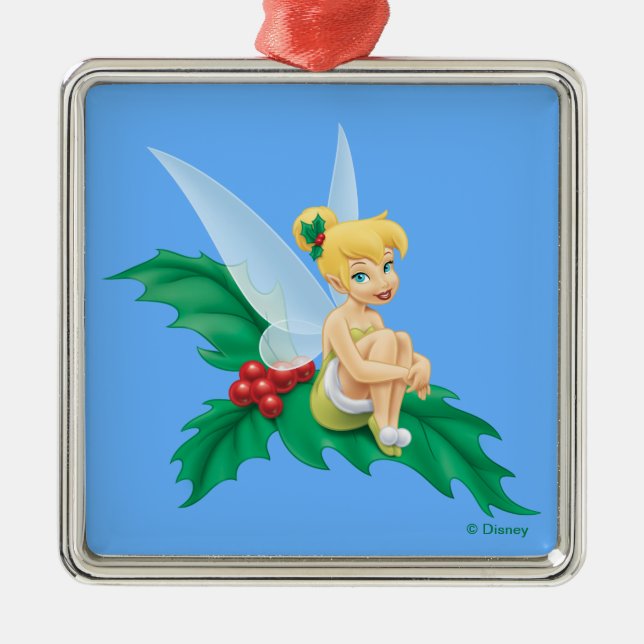 Ornement Carré Argenté Tinkerbell | Christmas Holly (Devant)