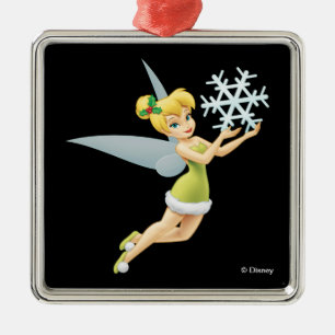 Ornement Carré Argenté Tinkerbell Christmas Snowflake