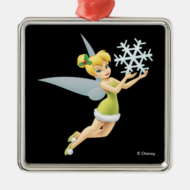 Ornement Carré Argenté Tinkerbell | Christmas Snowflake (Devant)