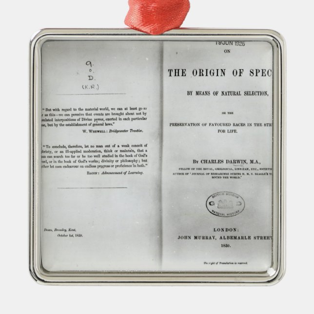 Ornement Carré Argenté Titlepage à 'sur l'origine des espèces (Devant)