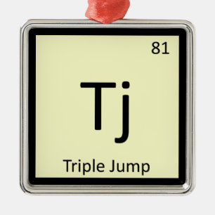 Ornement Carré Argenté Tj - symbole de chimie d'athlétisme de saut triple