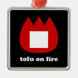 Ornement Carré Argenté 📛 tofu en feu