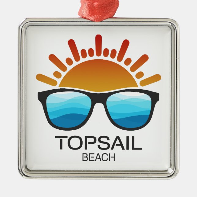 Ornement Carré Argenté Topsail Beach North Carolina Sunglasses (Devant)
