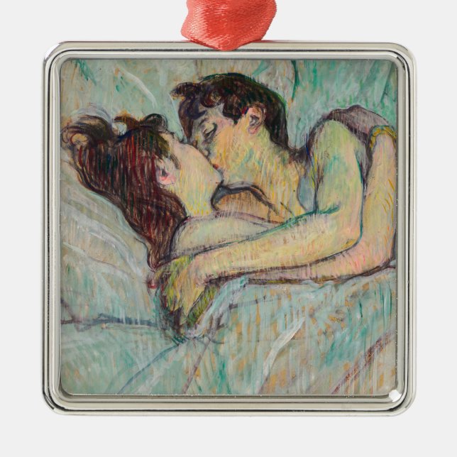 Ornement Carré Argenté Toulouse-Lautrec - En Lit, Baiser (Devant)