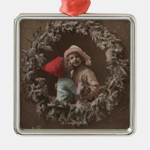 Ornement Carré Argenté Toutes les joies de Noël soient des baisers