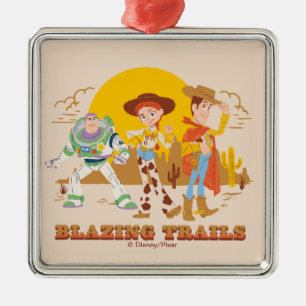 Ornement Carré Argenté Toy Story Buzz, Jessie, Woody "Pionnières"