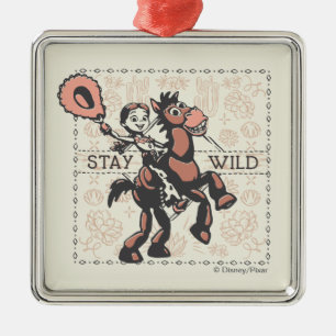 Ornement Carré Argenté Toy Story Jessie & Bullseye "Restez Sauvage"