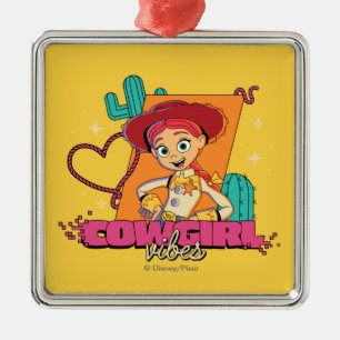 Ornement Carré Argenté Toy Story Jessie "Vibes de Cowgirl"