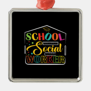 Ornement Carré Argenté Travailleur social scolaire